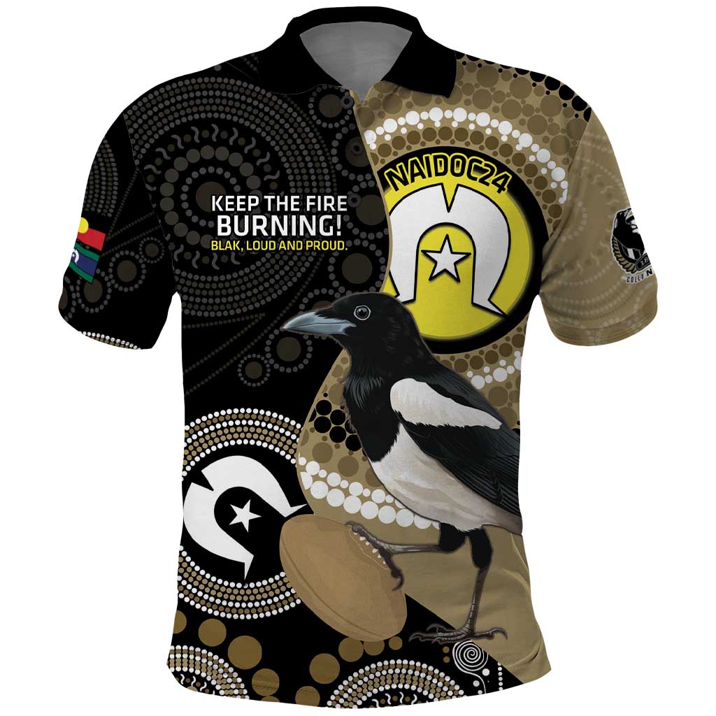 Custom AFL Collingwood NAIDOC Week Polo Shirt Keep The Fire Burning Indigenous Art - Vibe Hoodie Shop