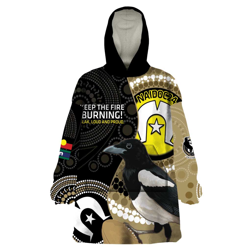 Custom AFL Collingwood NAIDOC Week Wearable Blanket Hoodie Keep The Fire Burning Indigenous Art - Vibe Hoodie Shop