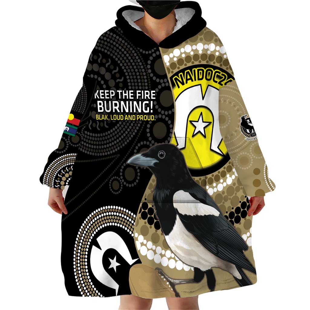 Custom AFL Collingwood NAIDOC Week Wearable Blanket Hoodie Keep The Fire Burning Indigenous Art - Vibe Hoodie Shop