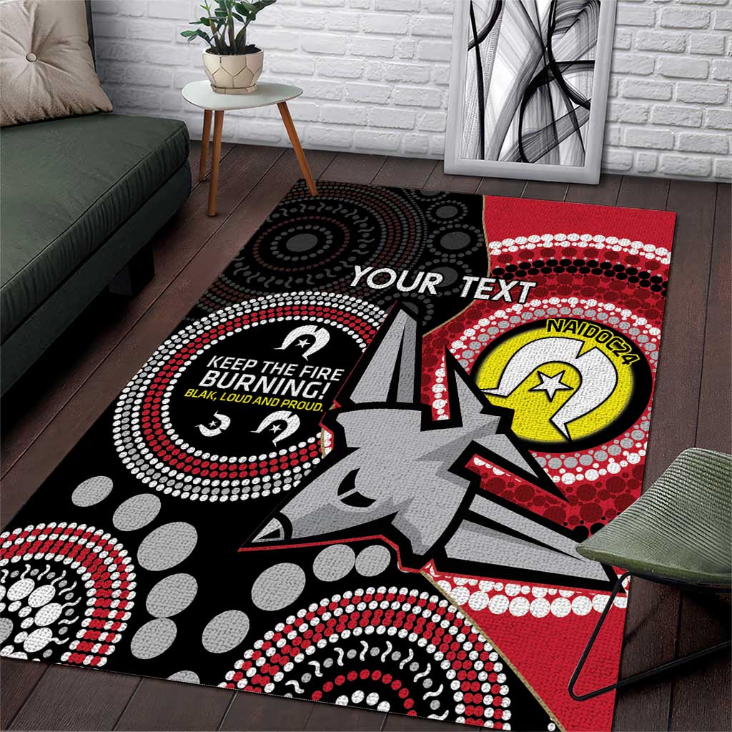 Custom AFL Essendon NAIDOC Week Area Rug Keep The Fire Burning Indigenous Art - Vibe Hoodie Shop