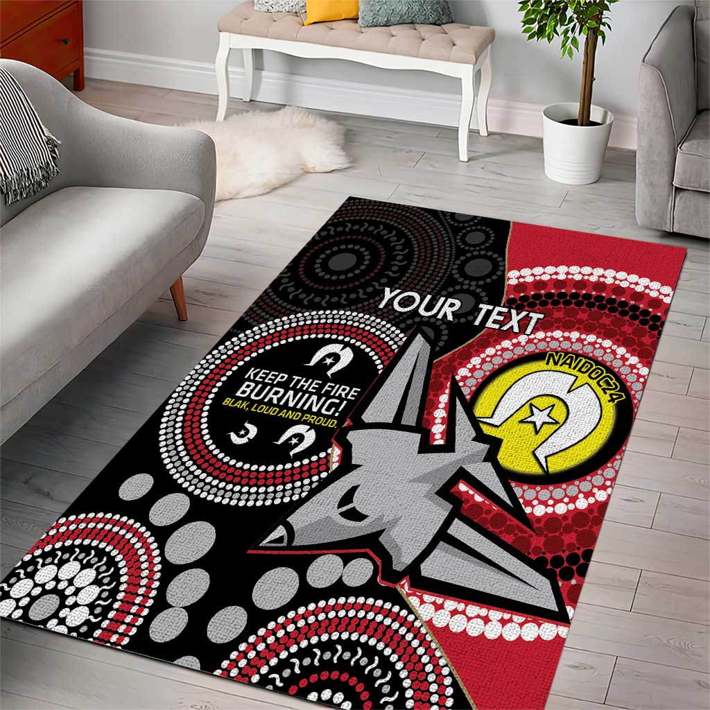 Custom AFL Essendon NAIDOC Week Area Rug Keep The Fire Burning Indigenous Art - Vibe Hoodie Shop