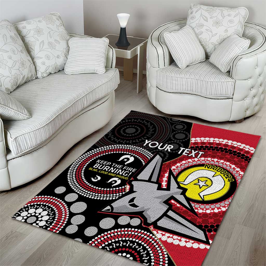 Custom AFL Essendon NAIDOC Week Area Rug Keep The Fire Burning Indigenous Art - Vibe Hoodie Shop