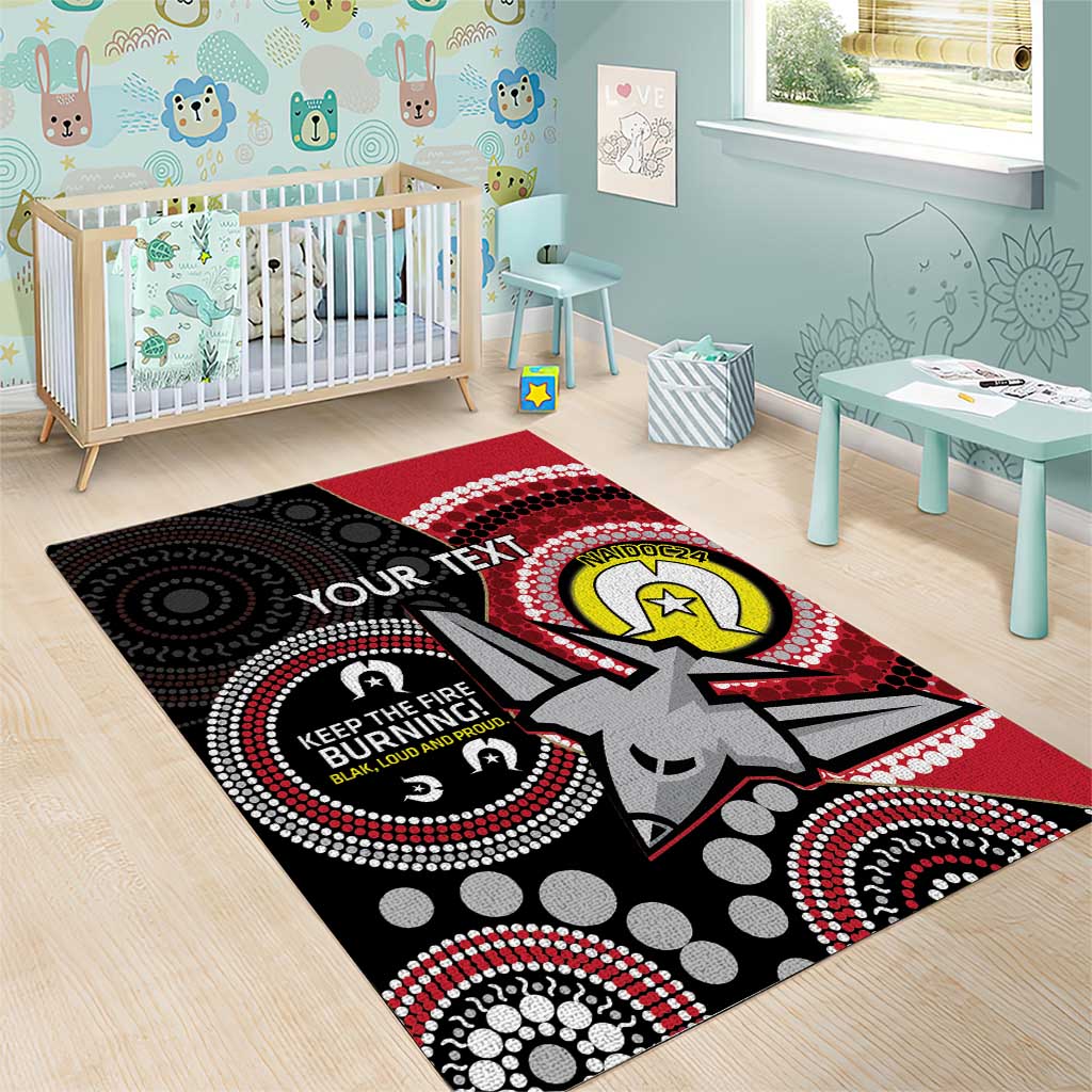 Custom AFL Essendon NAIDOC Week Area Rug Keep The Fire Burning Indigenous Art - Vibe Hoodie Shop