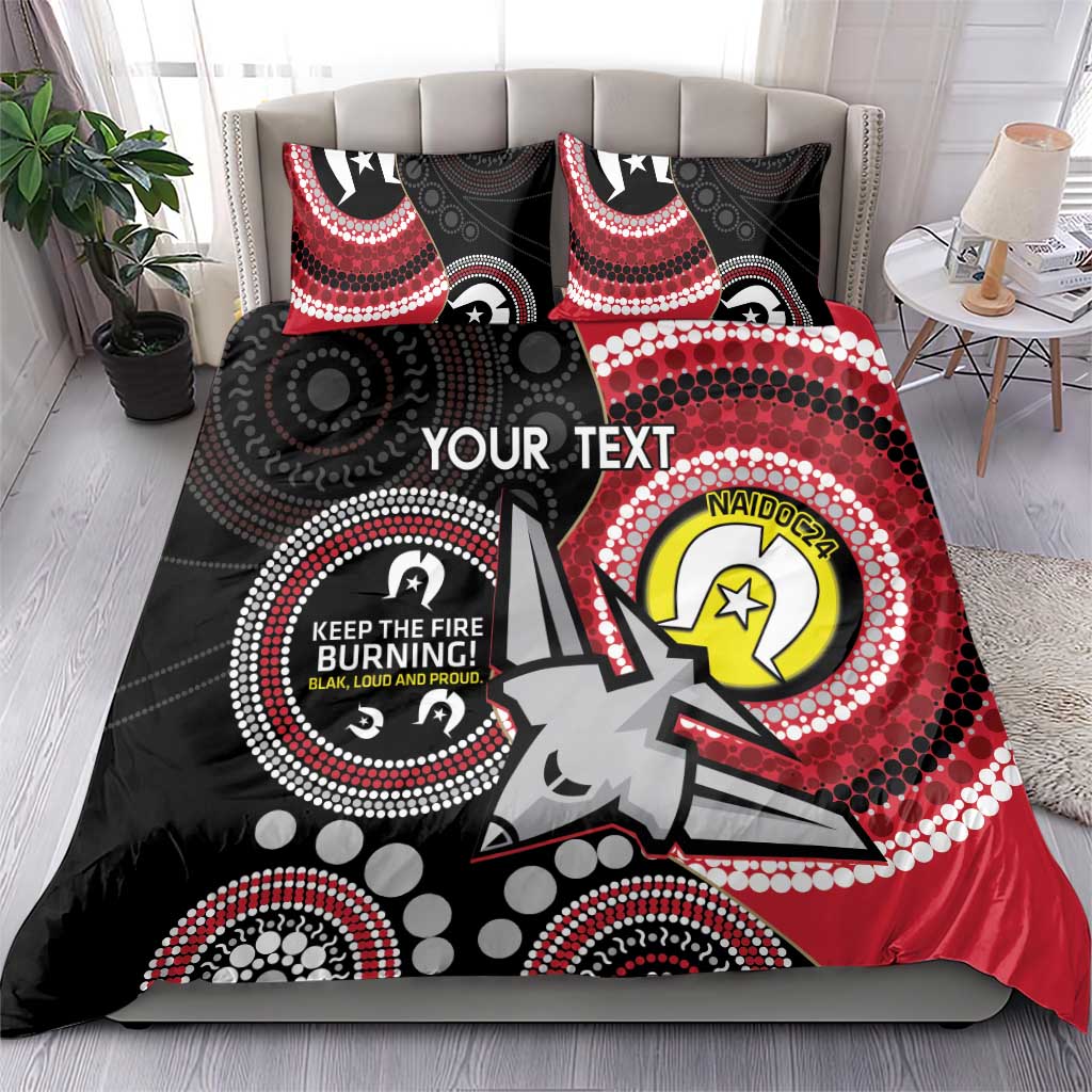 Custom AFL Essendon NAIDOC Week Bedding Set Keep The Fire Burning Indigenous Art - Vibe Hoodie Shop