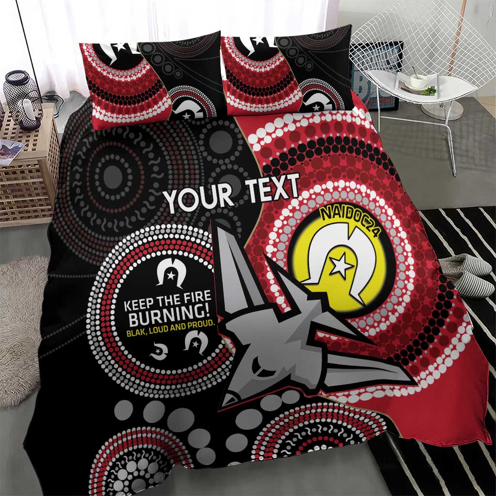 Custom AFL Essendon NAIDOC Week Bedding Set Keep The Fire Burning Indigenous Art - Vibe Hoodie Shop