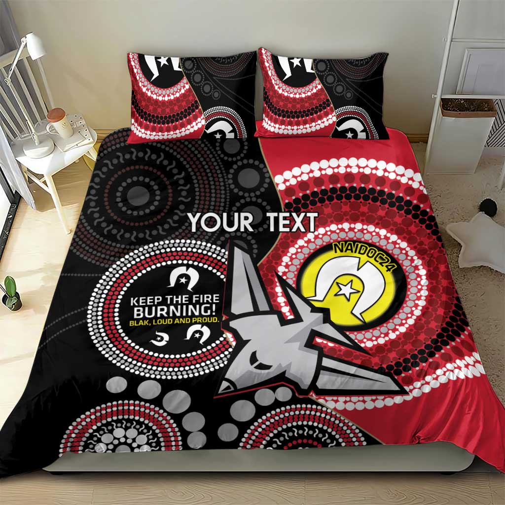 Custom AFL Essendon NAIDOC Week Bedding Set Keep The Fire Burning Indigenous Art - Vibe Hoodie Shop
