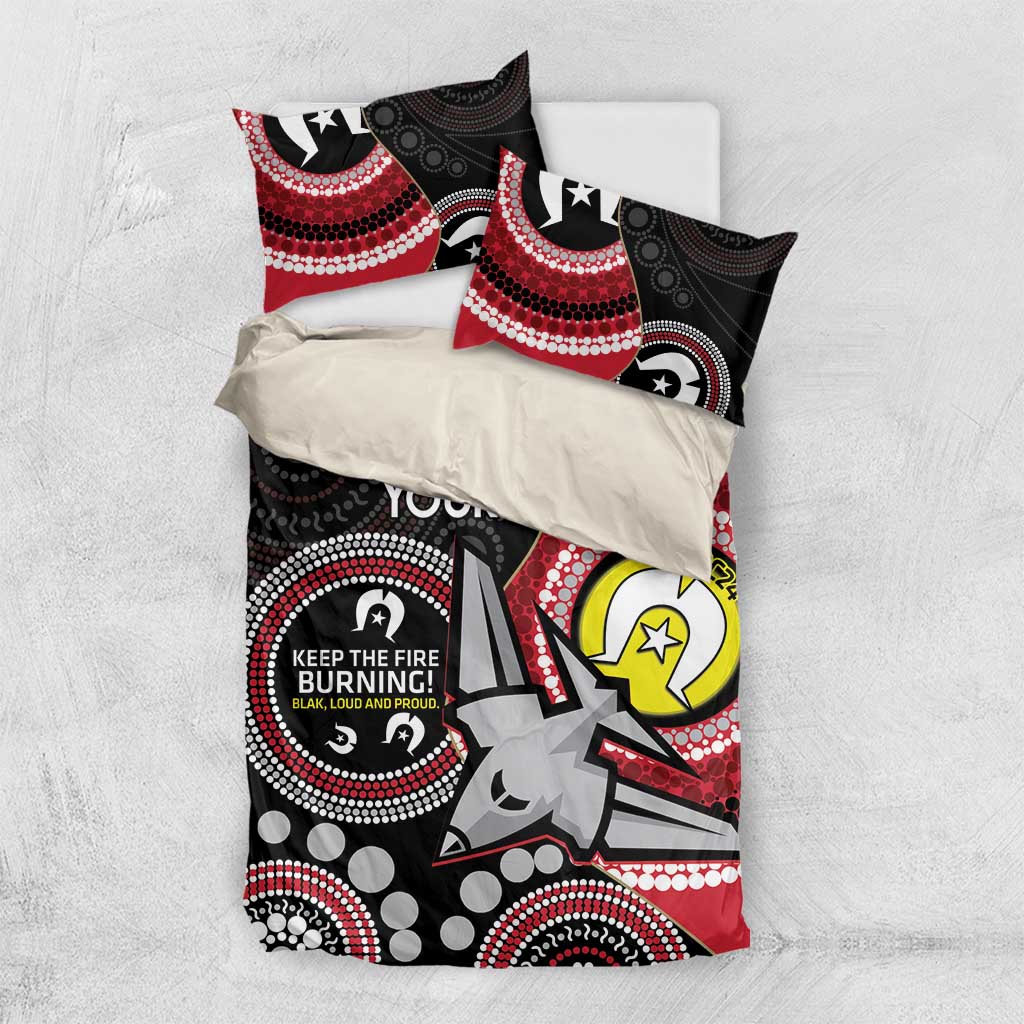 Custom AFL Essendon NAIDOC Week Bedding Set Keep The Fire Burning Indigenous Art - Vibe Hoodie Shop