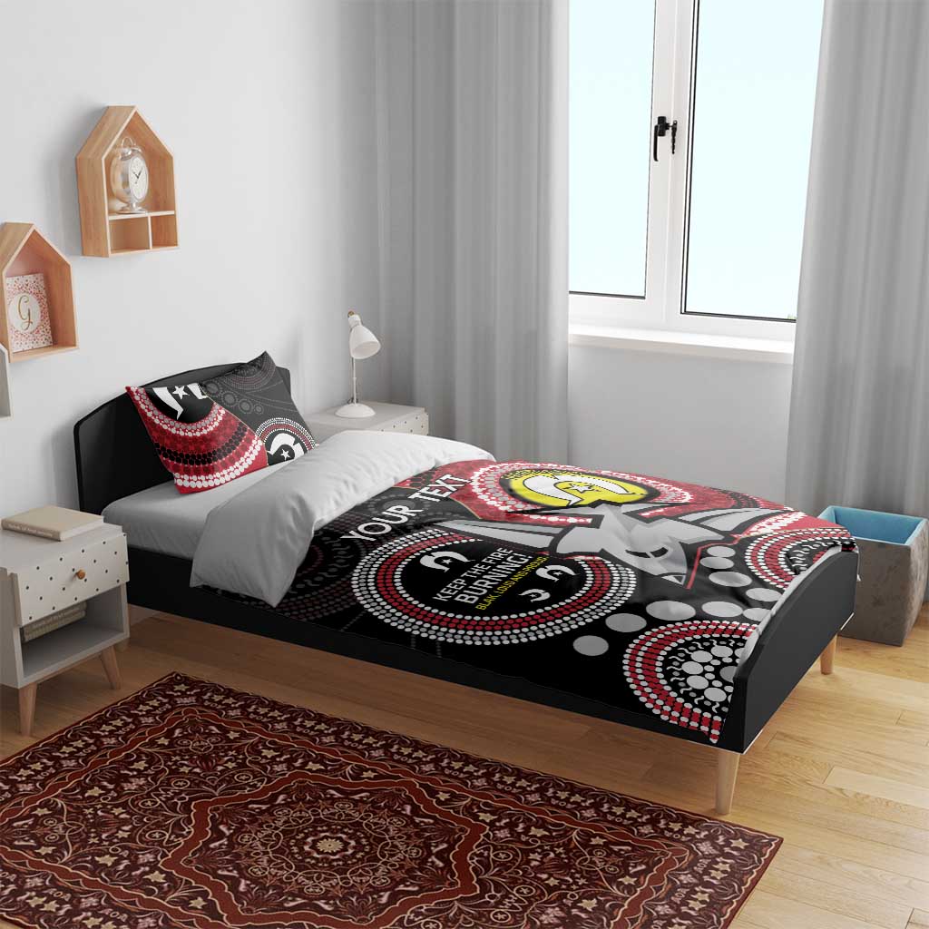 Custom AFL Essendon NAIDOC Week Bedding Set Keep The Fire Burning Indigenous Art - Vibe Hoodie Shop