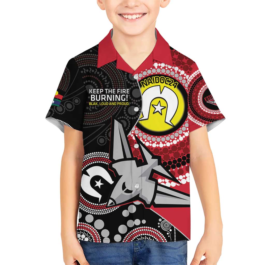 Custom AFL Essendon NAIDOC Week Hawaiian Shirt Keep The Fire Burning Indigenous Art - Vibe Hoodie Shop