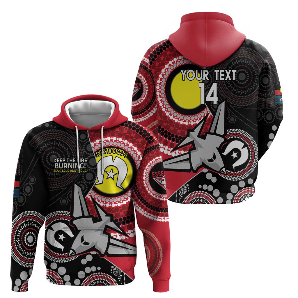 Custom AFL Essendon NAIDOC Week Hoodie Keep The Fire Burning Indigenous Art - Vibe Hoodie Shop