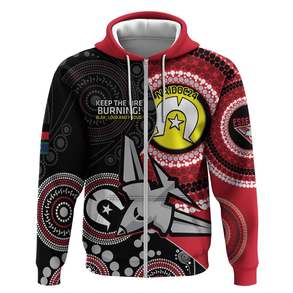 Custom AFL Essendon NAIDOC Week Hoodie Keep The Fire Burning Indigenous Art - Vibe Hoodie Shop