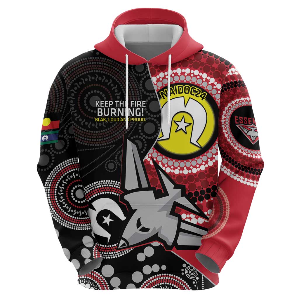 Custom AFL Essendon NAIDOC Week Hoodie Keep The Fire Burning Indigenous Art - Vibe Hoodie Shop