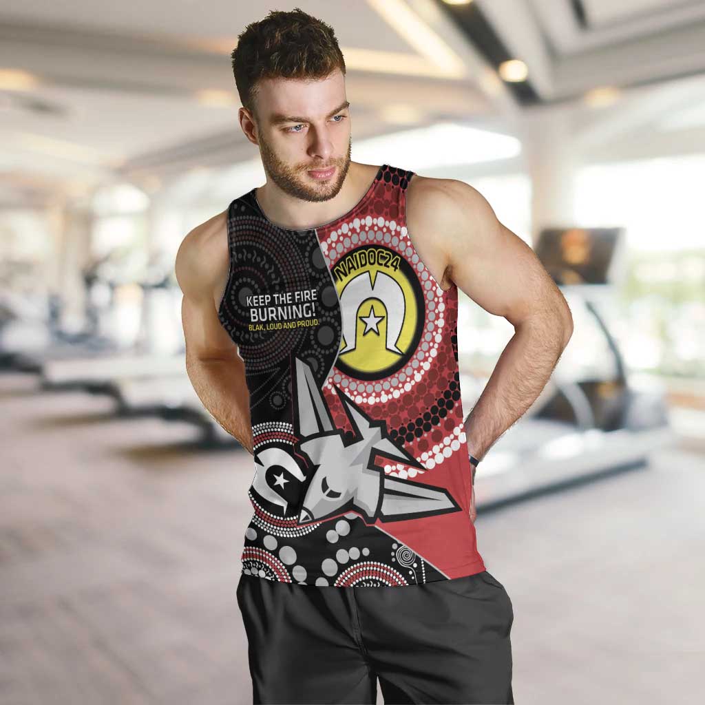 Custom AFL Essendon NAIDOC Week Men Tank Top Keep The Fire Burning Indigenous Art - Vibe Hoodie Shop