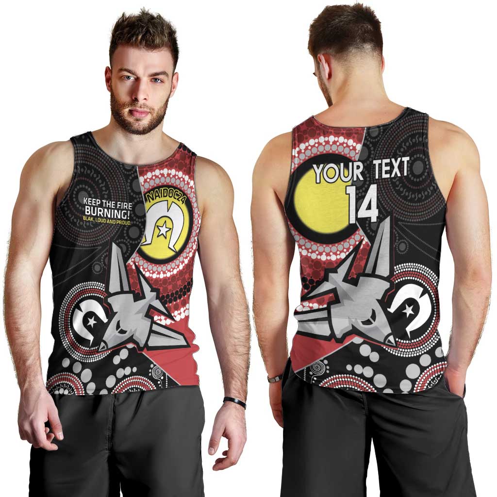 Custom AFL Essendon NAIDOC Week Men Tank Top Keep The Fire Burning Indigenous Art - Vibe Hoodie Shop