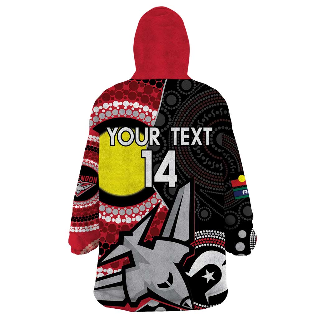 Custom AFL Essendon NAIDOC Week Wearable Blanket Hoodie Keep The Fire Burning Indigenous Art - Vibe Hoodie Shop