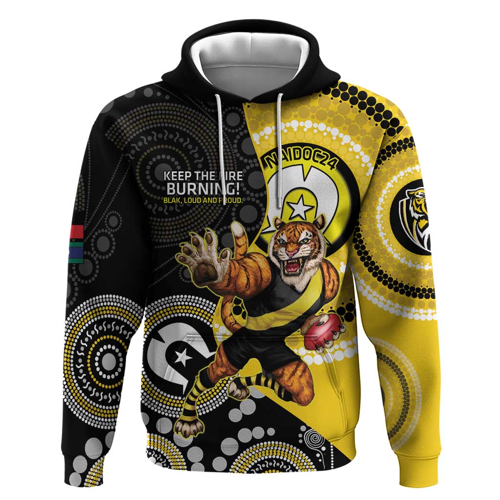 Custom AFL Richmond NAIDOC Week Hoodie Keep The Fire Burning Indigenous Art - Vibe Hoodie Shop