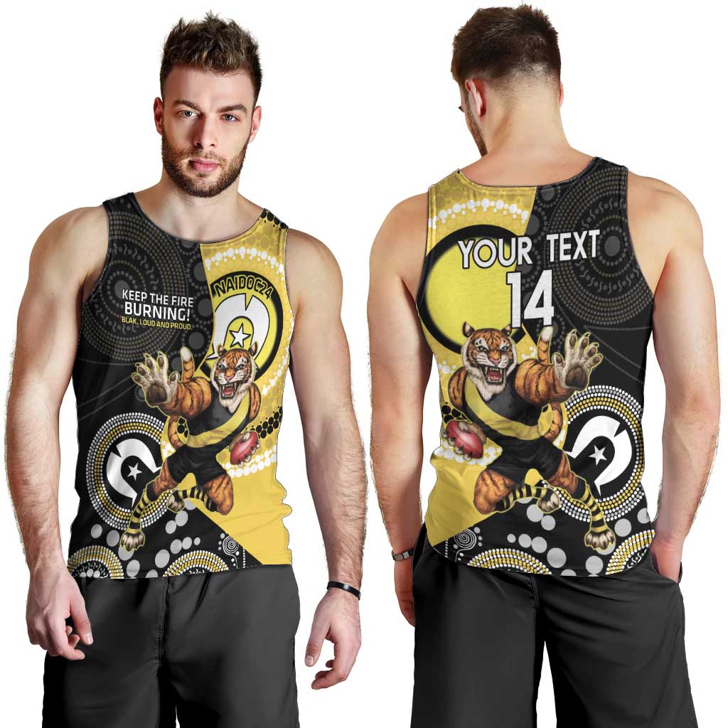 Custom AFL Richmond NAIDOC Week Men Tank Top Keep The Fire Burning Indigenous Art - Vibe Hoodie Shop