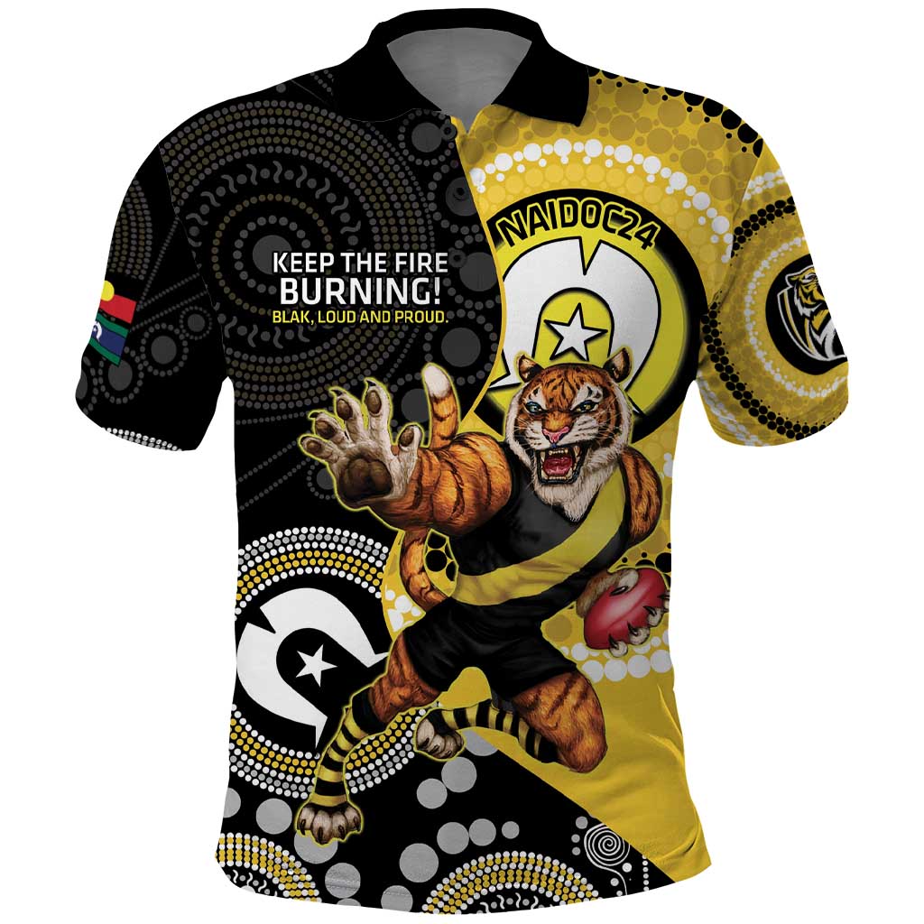 Custom AFL Richmond NAIDOC Week Polo Shirt Keep The Fire Burning Indigenous Art - Vibe Hoodie Shop