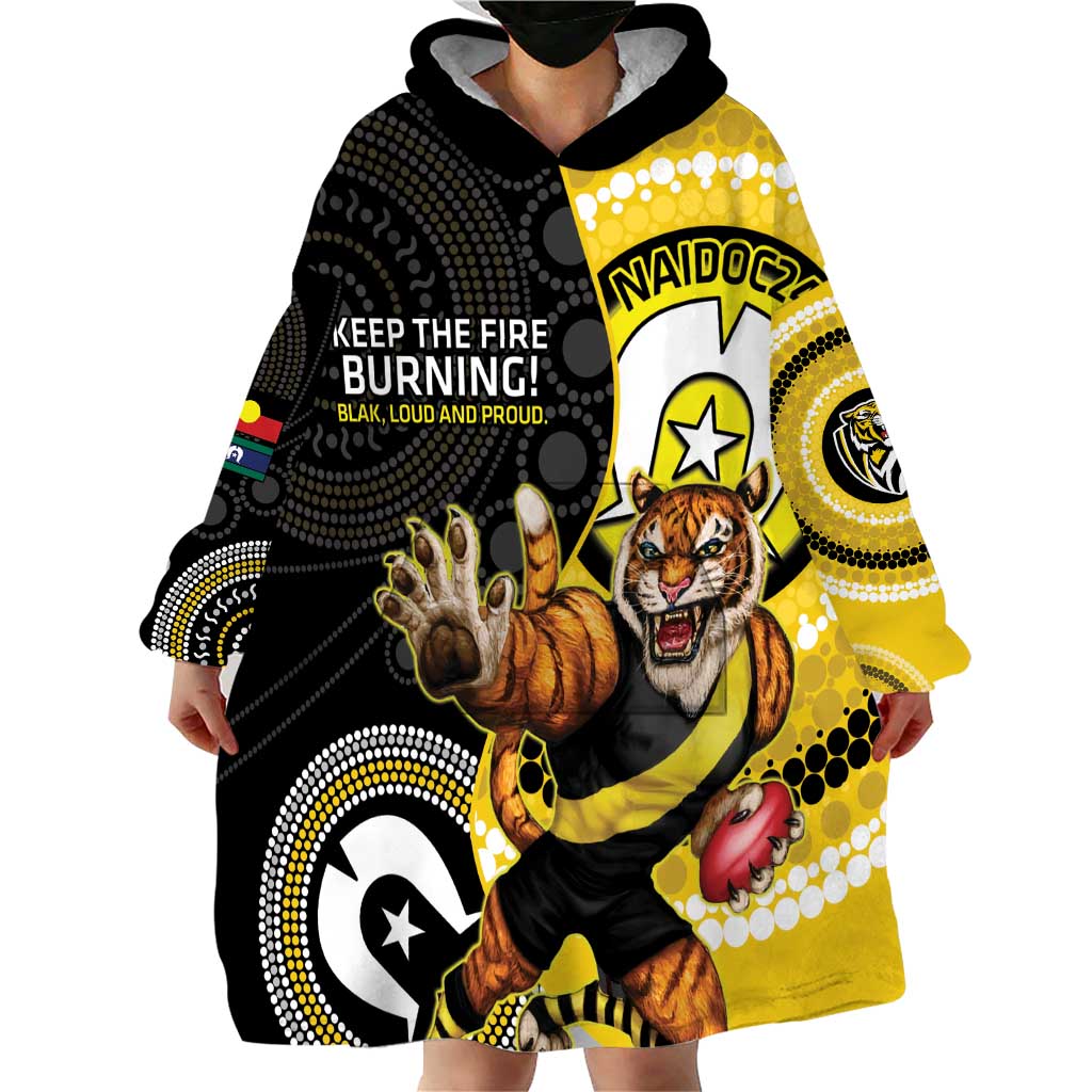 Custom AFL Richmond NAIDOC Week Wearable Blanket Hoodie Keep The Fire Burning Indigenous Art - Vibe Hoodie Shop