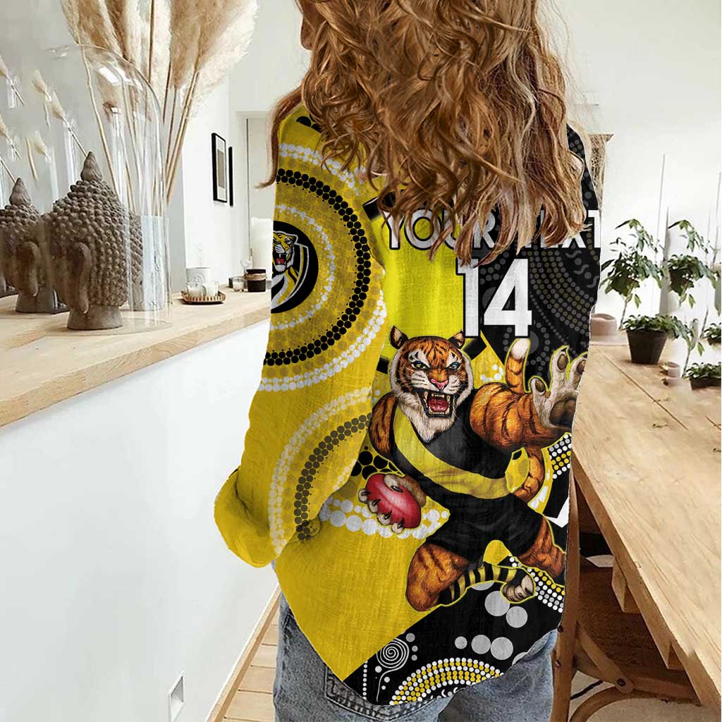 Custom AFL Richmond NAIDOC Week Women Casual Shirt Keep The Fire Burning Indigenous Art - Vibe Hoodie Shop