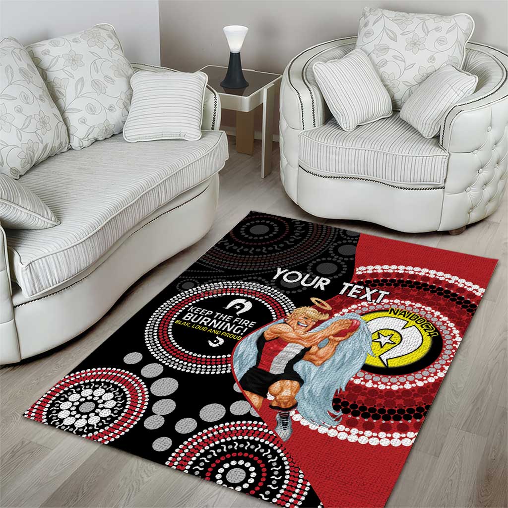 Custom AFL St Kilda NAIDOC Week Area Rug Keep The Fire Burning Indigenous Art - Vibe Hoodie Shop