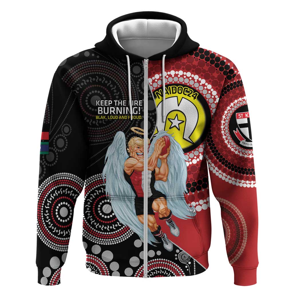 Custom AFL St Kilda NAIDOC Week Hoodie Keep The Fire Burning Indigenous Art - Vibe Hoodie Shop