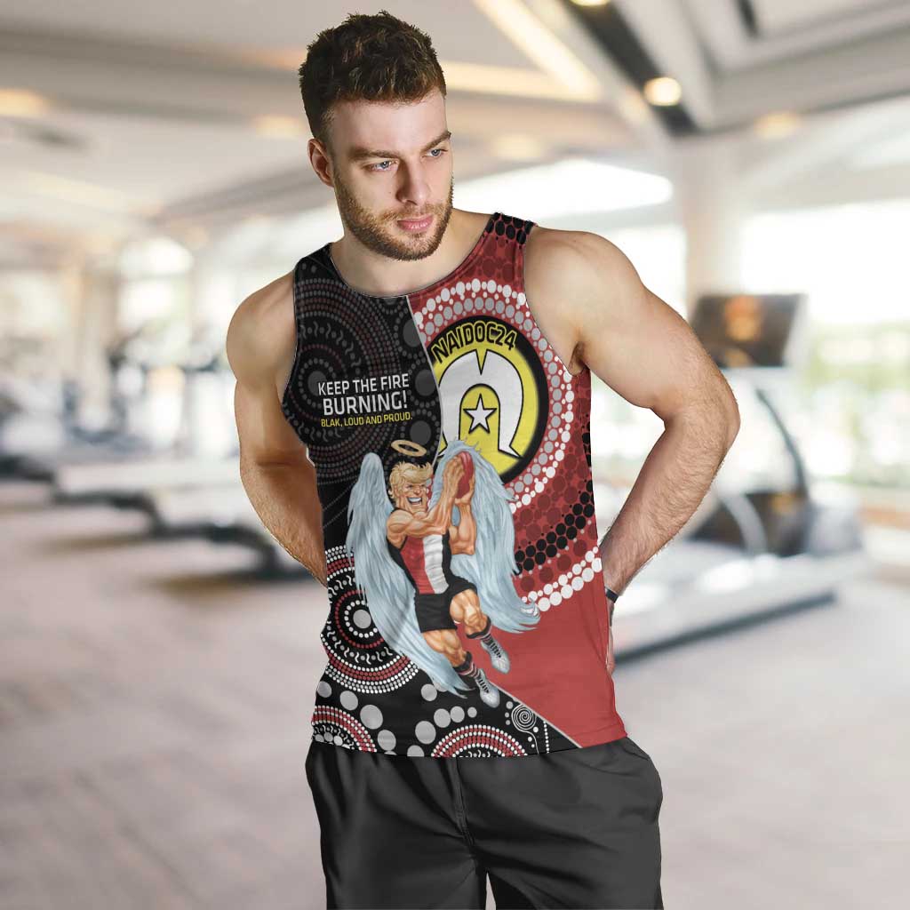 Custom AFL St Kilda NAIDOC Week Men Tank Top Keep The Fire Burning Indigenous Art - Vibe Hoodie Shop