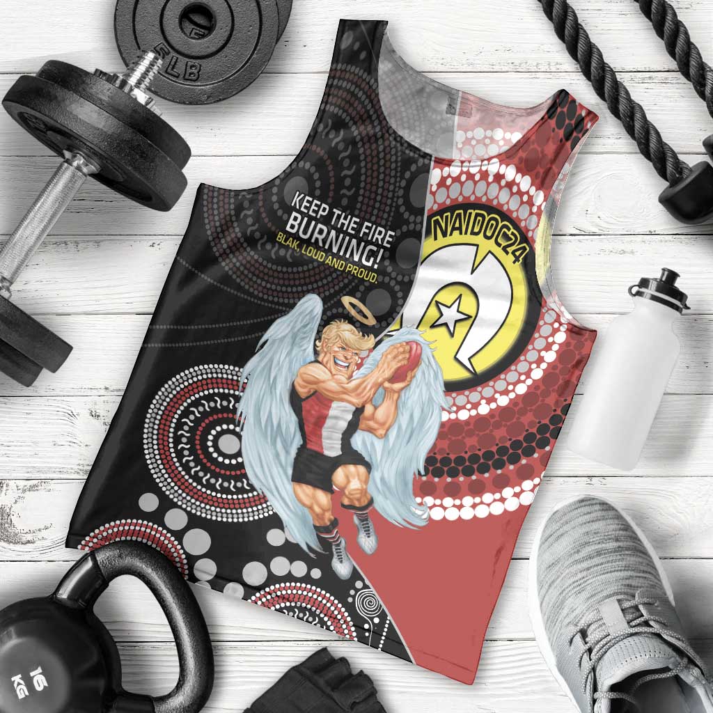 Custom AFL St Kilda NAIDOC Week Men Tank Top Keep The Fire Burning Indigenous Art - Vibe Hoodie Shop