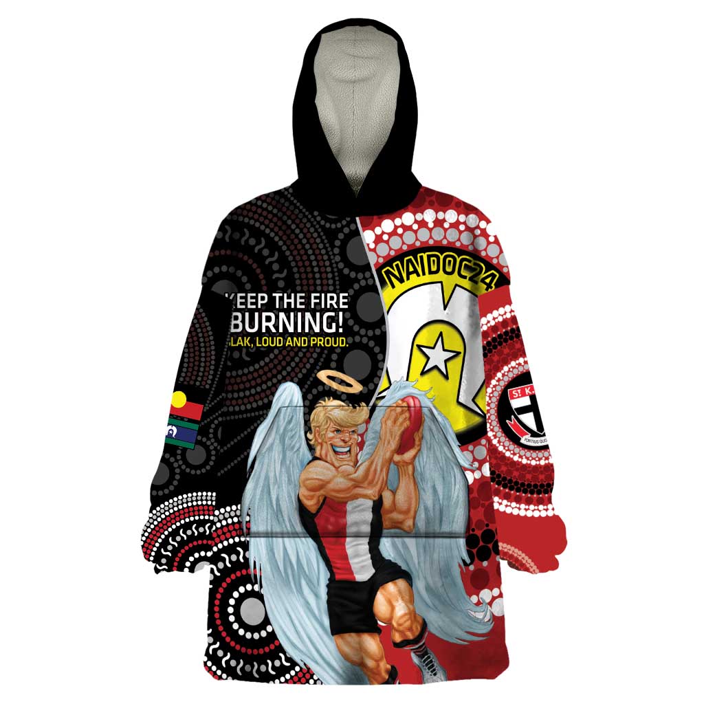 Custom AFL St Kilda NAIDOC Week Wearable Blanket Hoodie Keep The Fire Burning Indigenous Art - Vibe Hoodie Shop