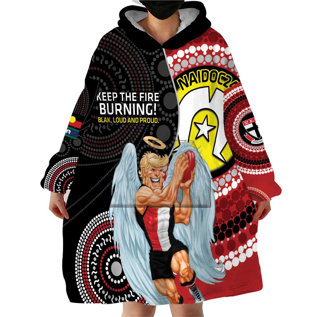 Custom AFL St Kilda NAIDOC Week Wearable Blanket Hoodie Keep The Fire Burning Indigenous Art - Vibe Hoodie Shop