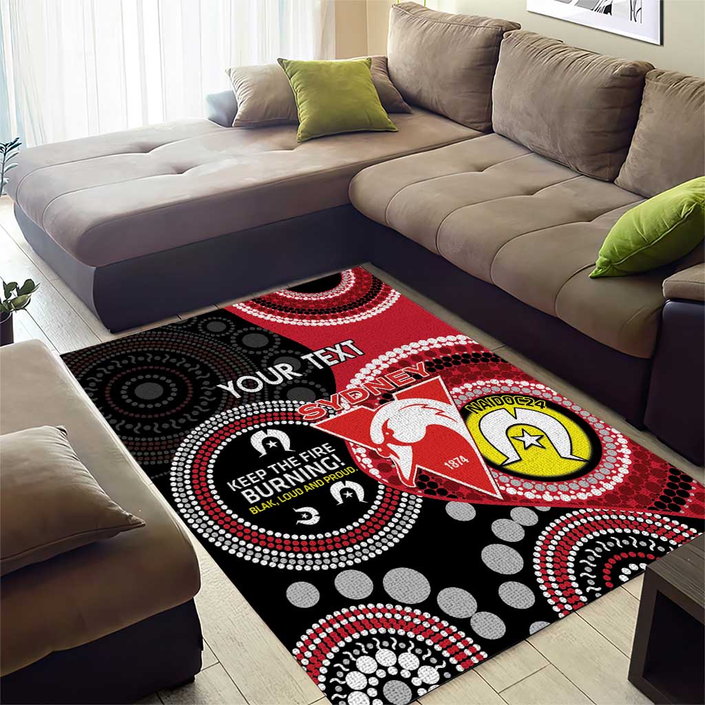 Custom AFL Swans NAIDOC Week Area Rug Keep The Fire Burning Indigenous Art - Vibe Hoodie Shop