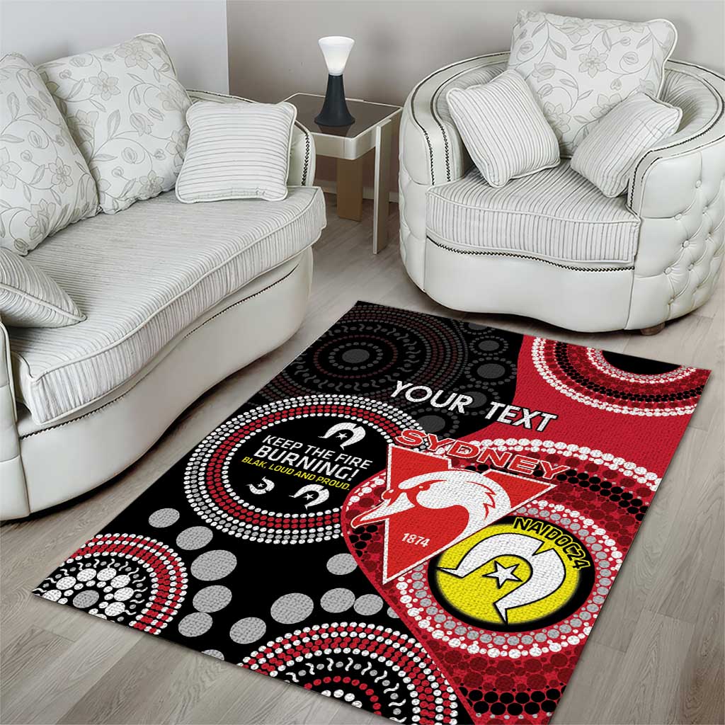 Custom AFL Swans NAIDOC Week Area Rug Keep The Fire Burning Indigenous Art - Vibe Hoodie Shop