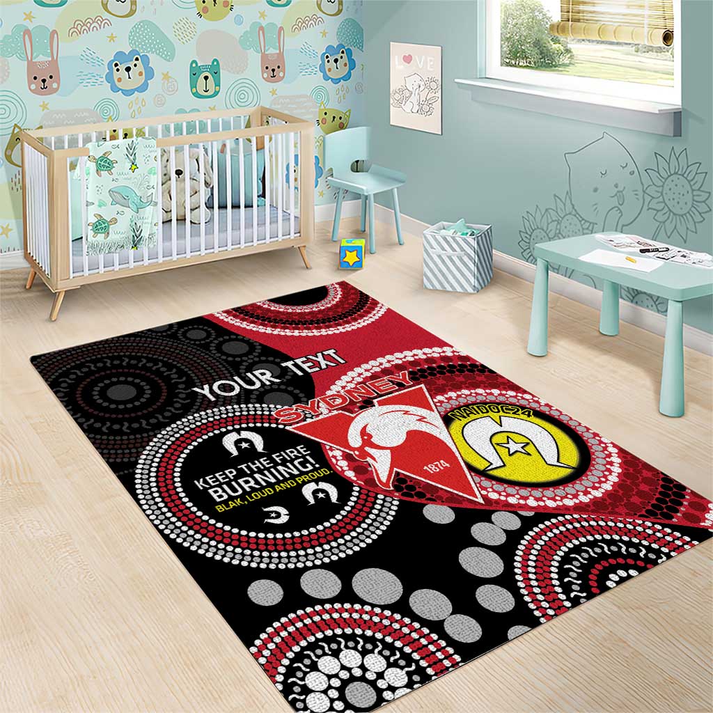 Custom AFL Swans NAIDOC Week Area Rug Keep The Fire Burning Indigenous Art - Vibe Hoodie Shop