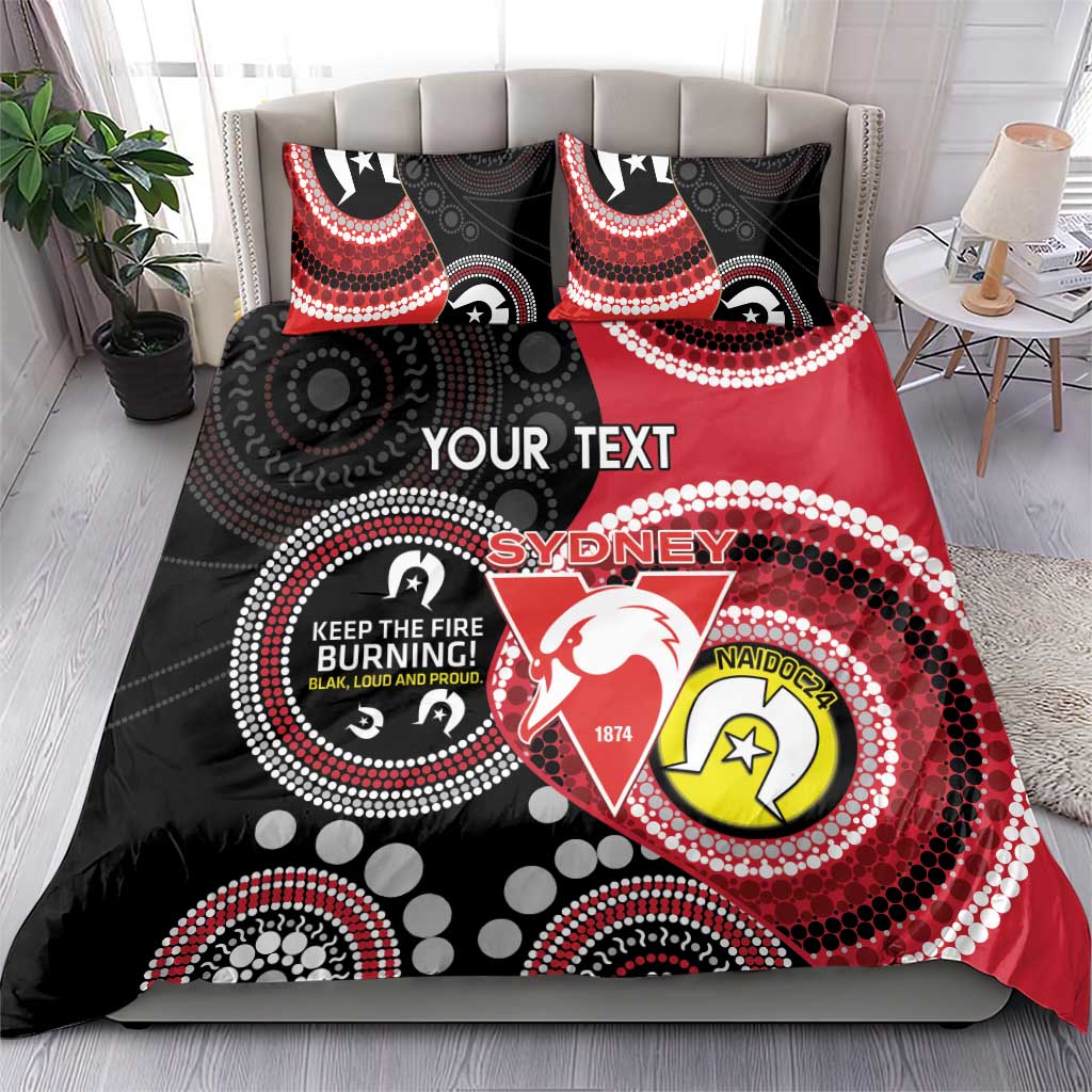 Custom AFL Swans NAIDOC Week Bedding Set Keep The Fire Burning Indigenous Art - Vibe Hoodie Shop