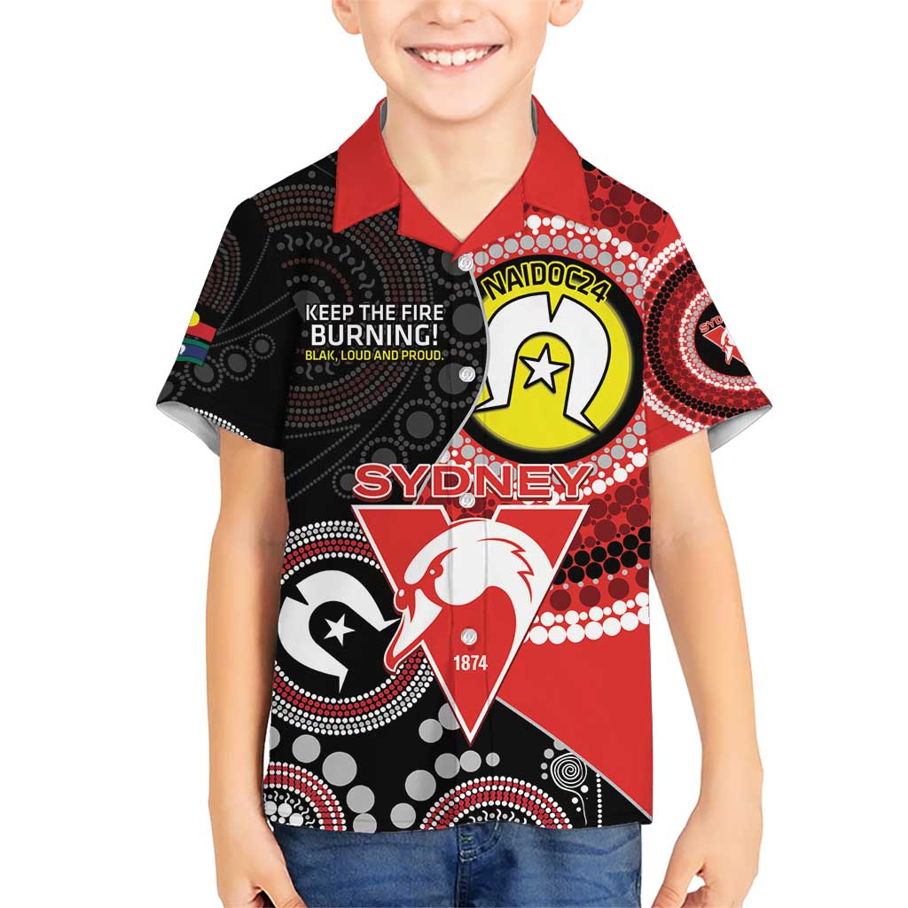 Custom AFL Swans NAIDOC Week Hawaiian Shirt Keep The Fire Burning Indigenous Art - Vibe Hoodie Shop