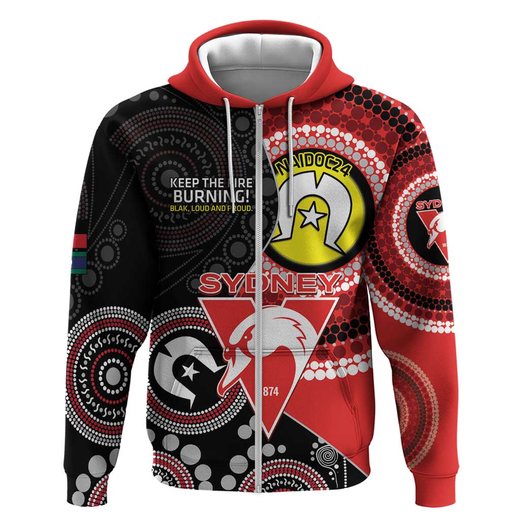 Custom AFL Swans NAIDOC Week Hoodie Keep The Fire Burning Indigenous Art - Vibe Hoodie Shop
