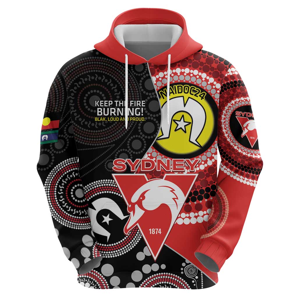 Custom AFL Swans NAIDOC Week Hoodie Keep The Fire Burning Indigenous Art - Vibe Hoodie Shop