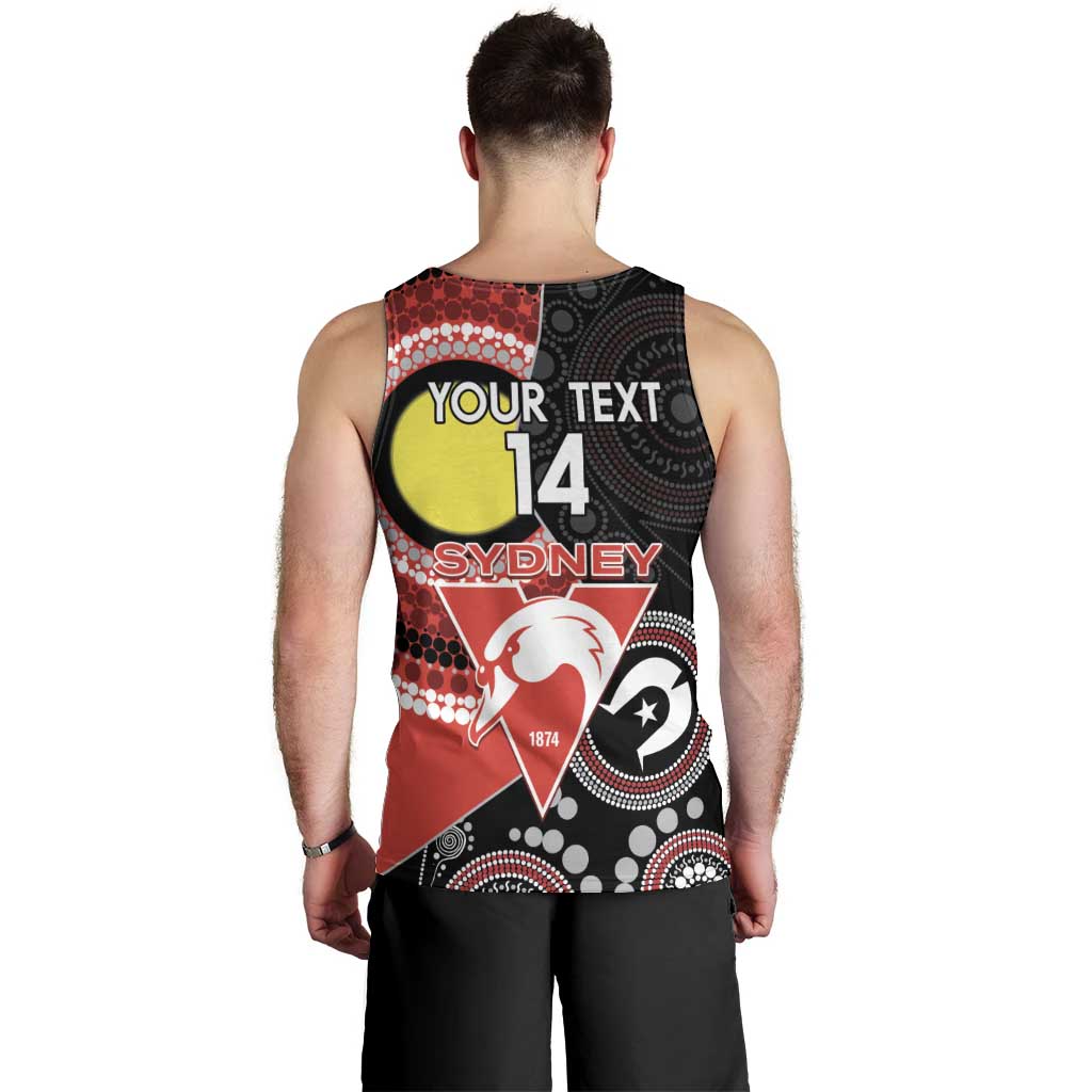 Custom AFL Swans NAIDOC Week Men Tank Top Keep The Fire Burning Indigenous Art - Vibe Hoodie Shop