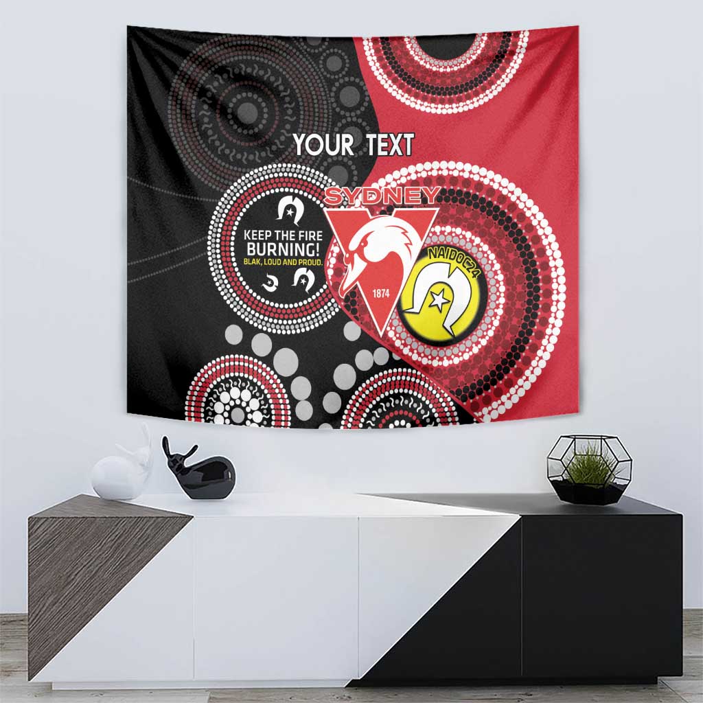 Custom AFL Swans NAIDOC Week Tapestry Keep The Fire Burning Indigenous Art - Vibe Hoodie Shop