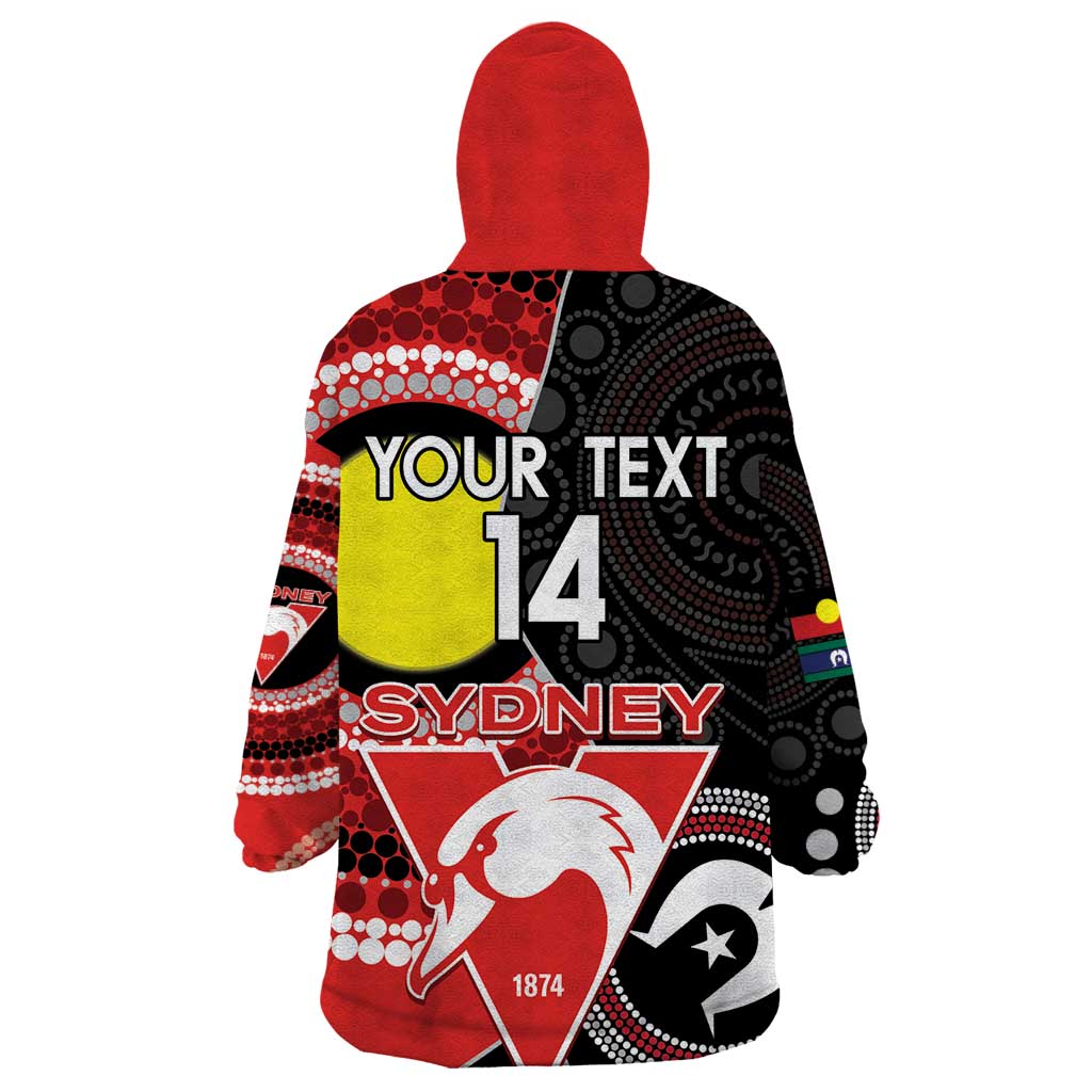 Custom AFL Swans NAIDOC Week Wearable Blanket Hoodie Keep The Fire Burning Indigenous Art - Vibe Hoodie Shop