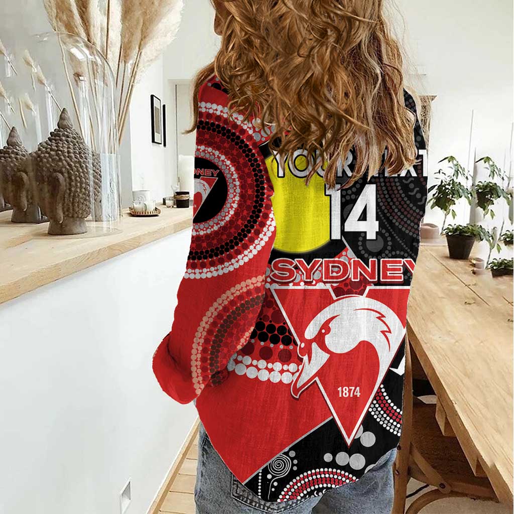 Custom AFL Swans NAIDOC Week Women Casual Shirt Keep The Fire Burning Indigenous Art - Vibe Hoodie Shop