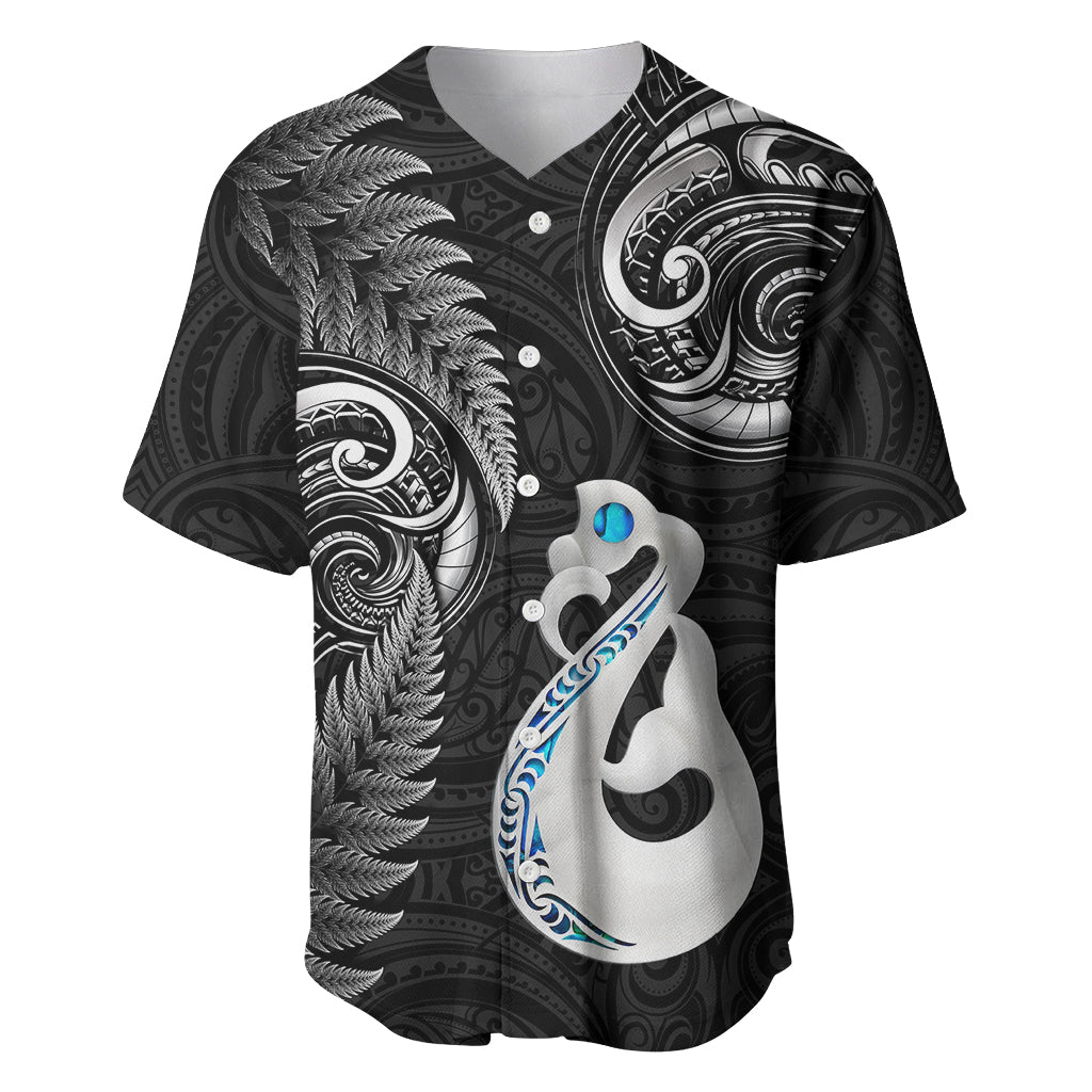 Personalised New Zealand Baseball Jersey Aotearoa Silver Fern With Manaia Maori Unique Black - Vibe Hoodie Shop