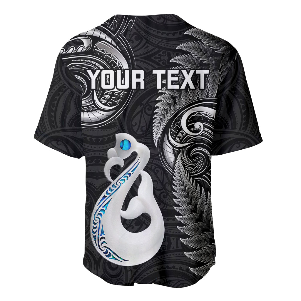 Personalised New Zealand Baseball Jersey Aotearoa Silver Fern With Manaia Maori Unique Black - Vibe Hoodie Shop