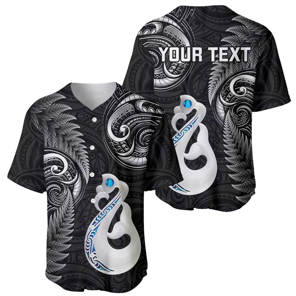 Personalised New Zealand Baseball Jersey Aotearoa Silver Fern With Manaia Maori Unique Black - Vibe Hoodie Shop