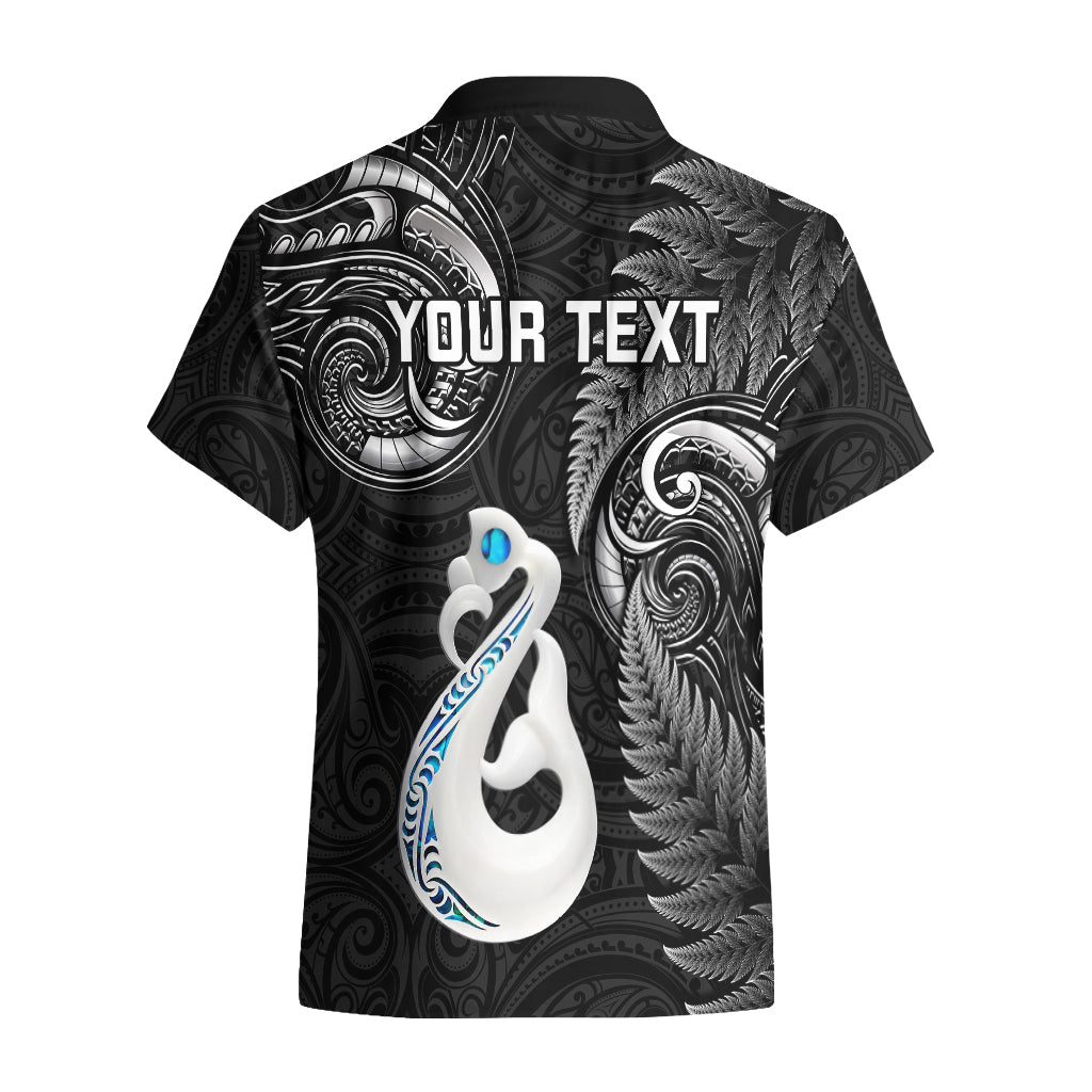 Personalised New Zealand Hawaiian Shirt Aotearoa Silver Fern With Manaia Maori Unique Black - Vibe Hoodie Shop