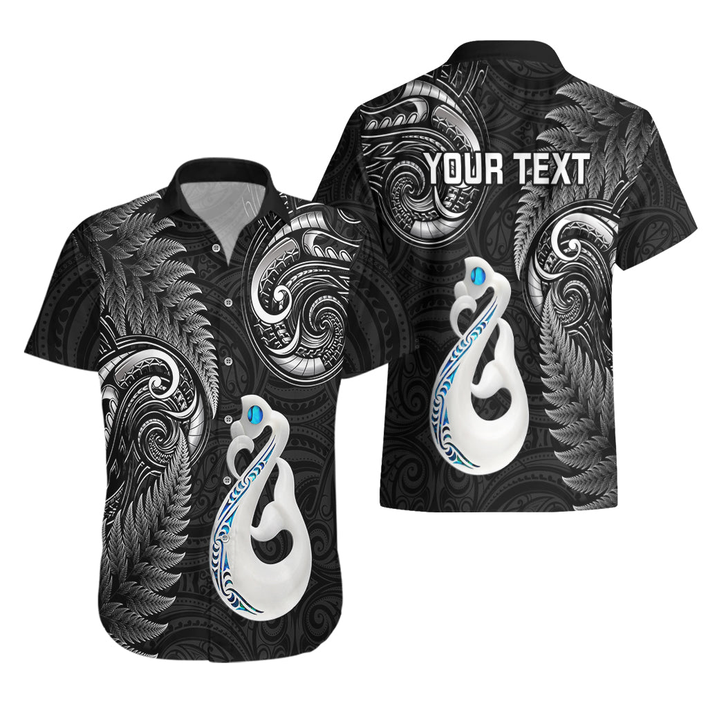 Personalised New Zealand Hawaiian Shirt Aotearoa Silver Fern With Manaia Maori Unique Black - Vibe Hoodie Shop