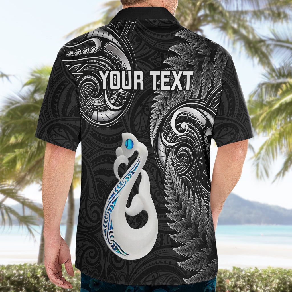 Personalised New Zealand Hawaiian Shirt Aotearoa Silver Fern With Manaia Maori Unique Black - Vibe Hoodie Shop