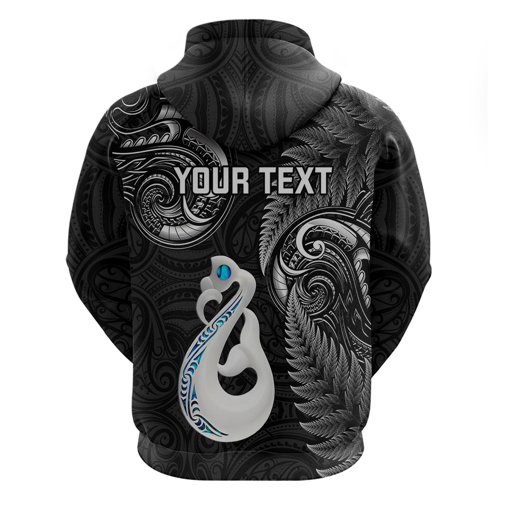 Personalised New Zealand Hoodie Aotearoa Silver Fern With Manaia Maori Unique Black - Vibe Hoodie Shop