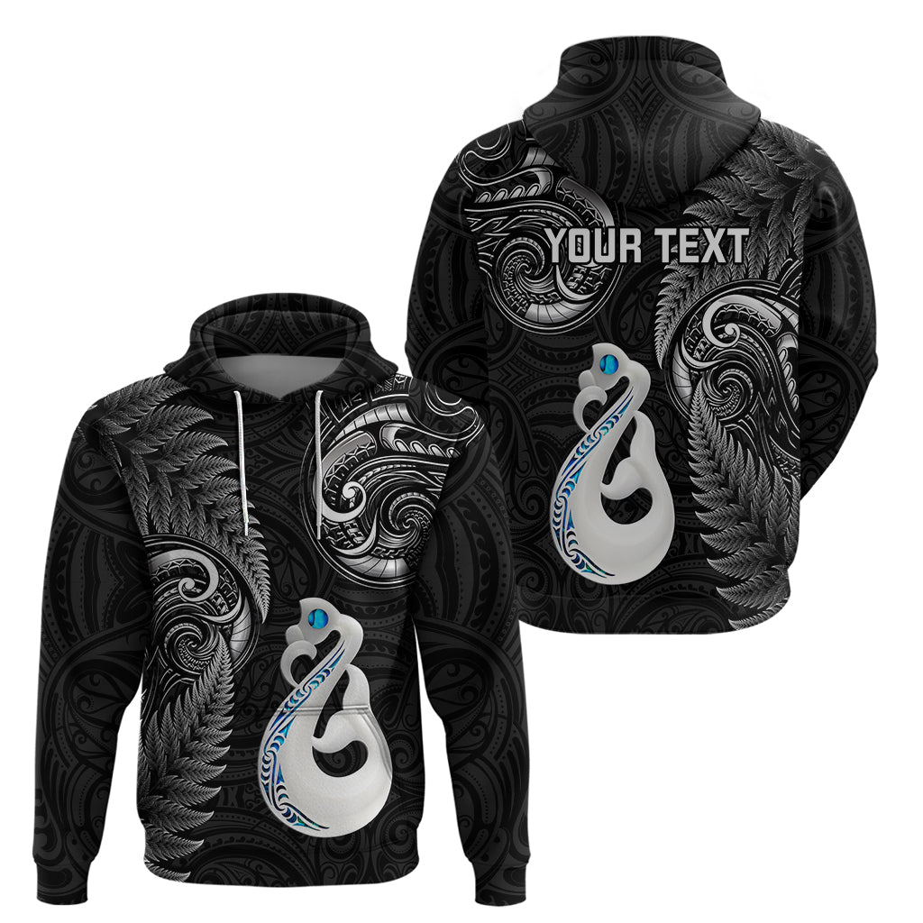 Personalised New Zealand Hoodie Aotearoa Silver Fern With Manaia Maori Unique Black - Vibe Hoodie Shop