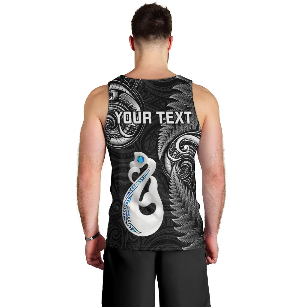 Personalised New Zealand Men Tank Top Aotearoa Silver Fern With Manaia Maori Unique Black - Vibe Hoodie Shop